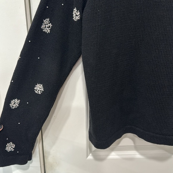 Studio Collection embellished Christmas cardigan Poinsettia sweater M - Picture 7 of 7